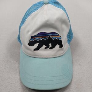 Patagonia Hat Cap Snap Back One Size Blue Fitz Roy Bear Trucker Womens